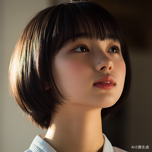 温柔少女齐耳短发大眼睛跆拳道服形象