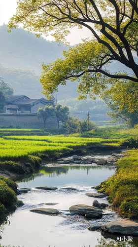 农村风景，小溪边