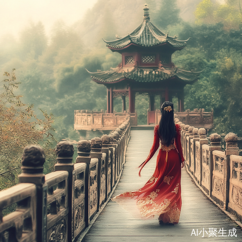 中国美年穿越古桥的旅程