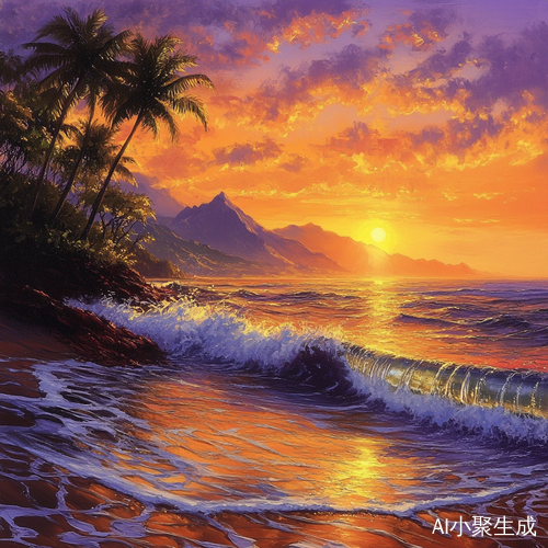 日落时分海面金光映照的宁静美景