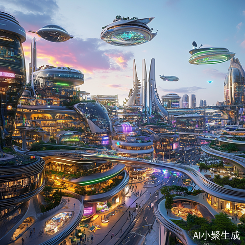 未来城市的科技与人类共存的美好画卷