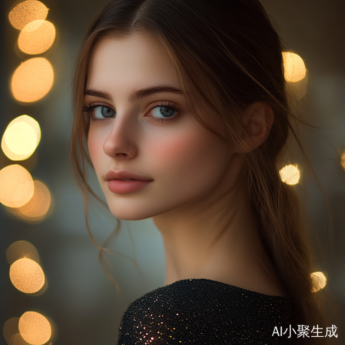 古典美女的优雅展示与电影灯光氛围