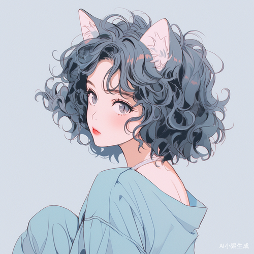 猫耳女孩的卷发魅力