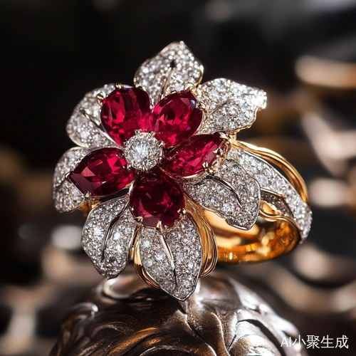 奢华红宝石钻戒真实图片展示