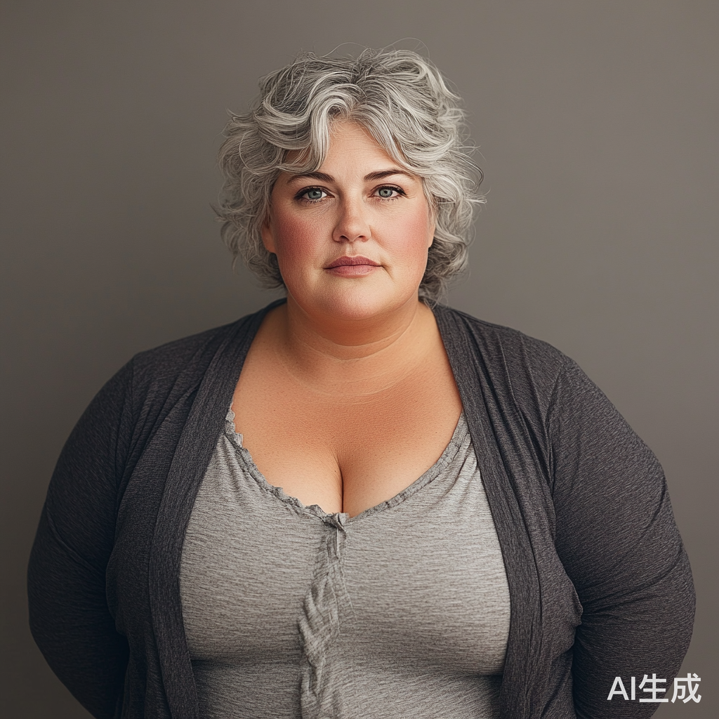 高个肥胖女性的灰发形象