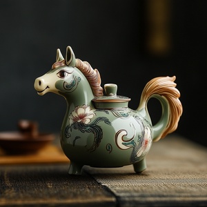 一只小马形状的茶壶,精致好看美观,五种颜色,表层杜金好用好看,永不变色
