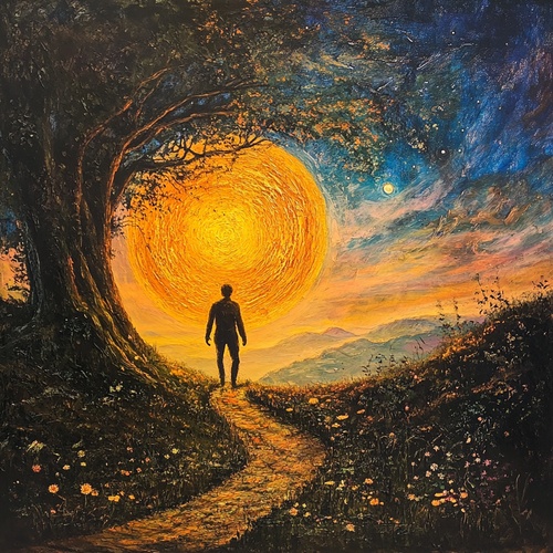 土里在太阳旁边行走