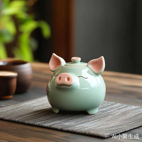 精致小猪茶壶五种颜色永不变色