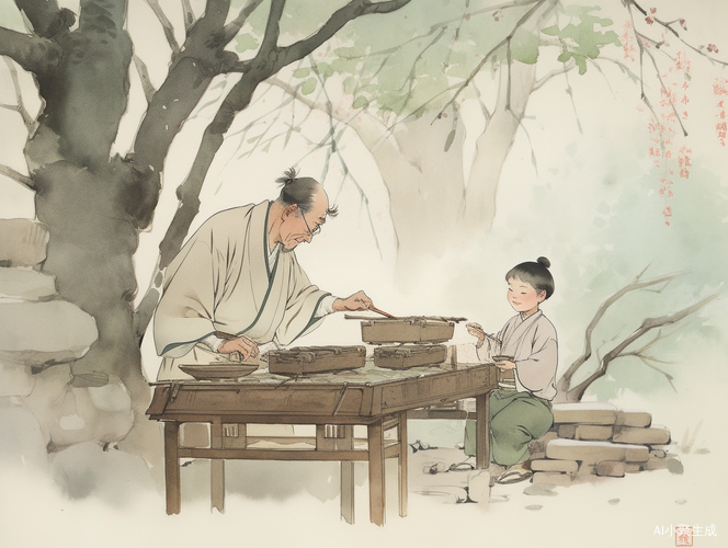 春日的午后,九岁的小满甩开毛笔,宣纸上的"勤"字歪歪扭扭。巷口传来沙沙的摩擦声,他循声看见穿蓝布衫的老太太,正攥着铁杵在青石上打磨。"您磨这个做什么呀?""我要把它磨成绣花针。"老人举起铁杵,阳光穿过密密麻麻的凿痕,溅出细碎火星,"你听——"铁杵擦过青石的刹那,小满听见沙沙声里藏着清亮的银铃响。老太太布满老茧的手掌摊开,掌纹里嵌着亮晶晶的铁屑,像是掬着把星星。那天之后,砚台边总蹲着个练字的身影。当小满在灯下写出第一个工整的"勤"字时,窗棂外闪过几点流萤,恰似那日铁杵擦出的星火。