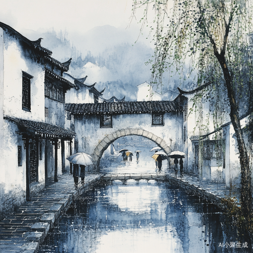 水墨江南雨巷的烟雨朦胧与自然之美