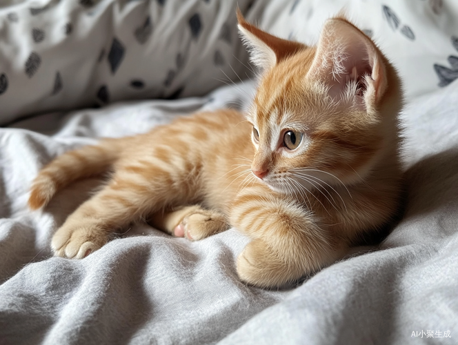 小橘猫在床上