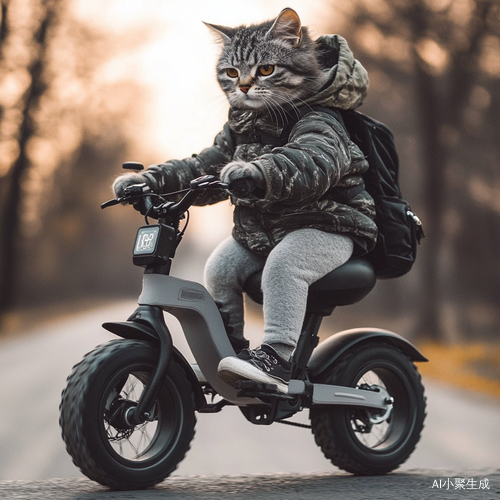 作代价的小猫骑着电动车