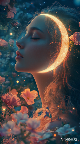 梦幻神女月牙花朵柔光美景