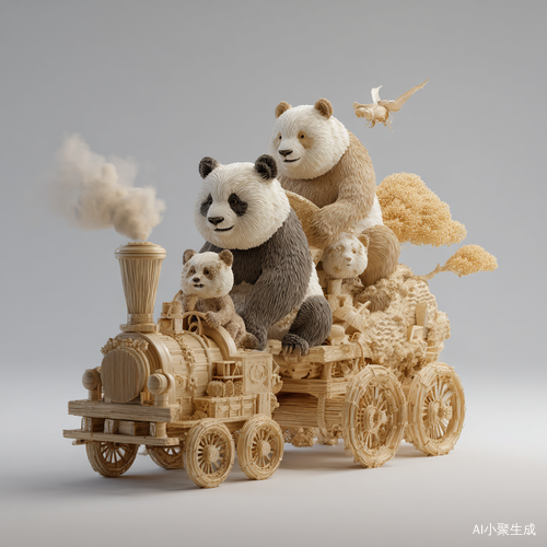 可爱大熊猫推车载黄金向主人走来