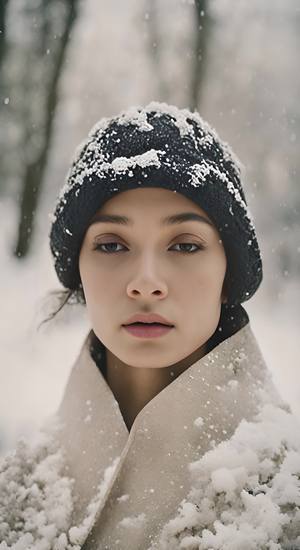 落花飞雪，路雪厚厚，林树技头雪压，古庙浑身雪结晶