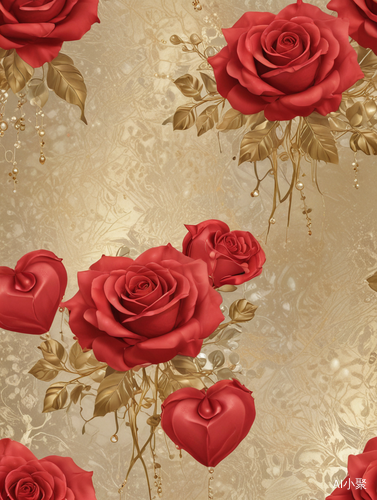 Valentine's Roses Wallpaper: Bold and Vibrant Neo-Plasticism