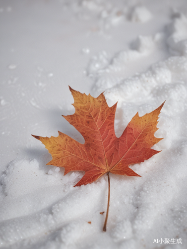 Melancholic Maple Leaf on Snow