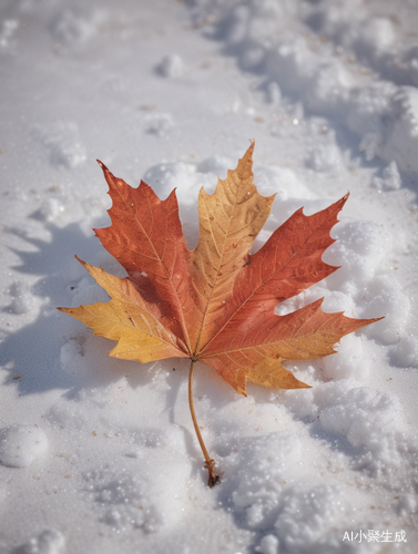 Melancholic Maple Leaf on Snow