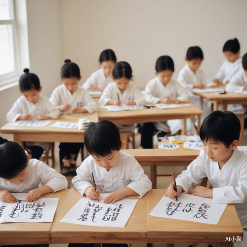 中国小孩的Q版极简书法练习