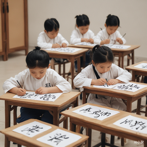 中国小孩的Q版极简书法练习