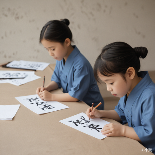 中国小孩的Q版极简书法练习