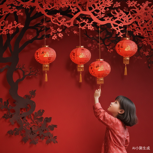 小女孩的中国新年灯笼艺术