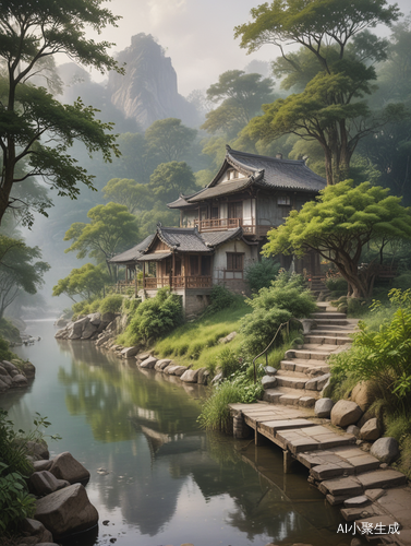 小溪边的田园风光