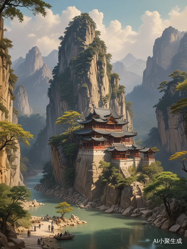 奇峰峻岭间，琼楼金殿藏千里江山何其壮哉！