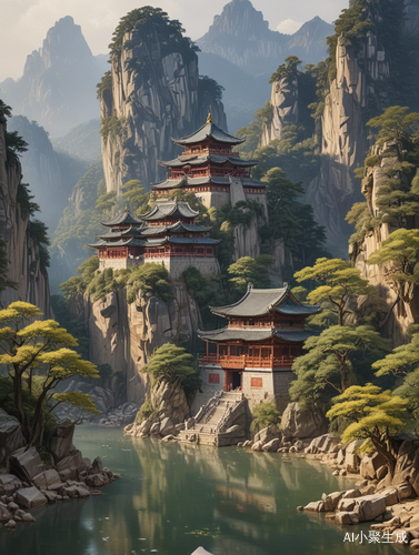 奇峰峻岭间，琼楼金殿藏千里江山何其壮哉！