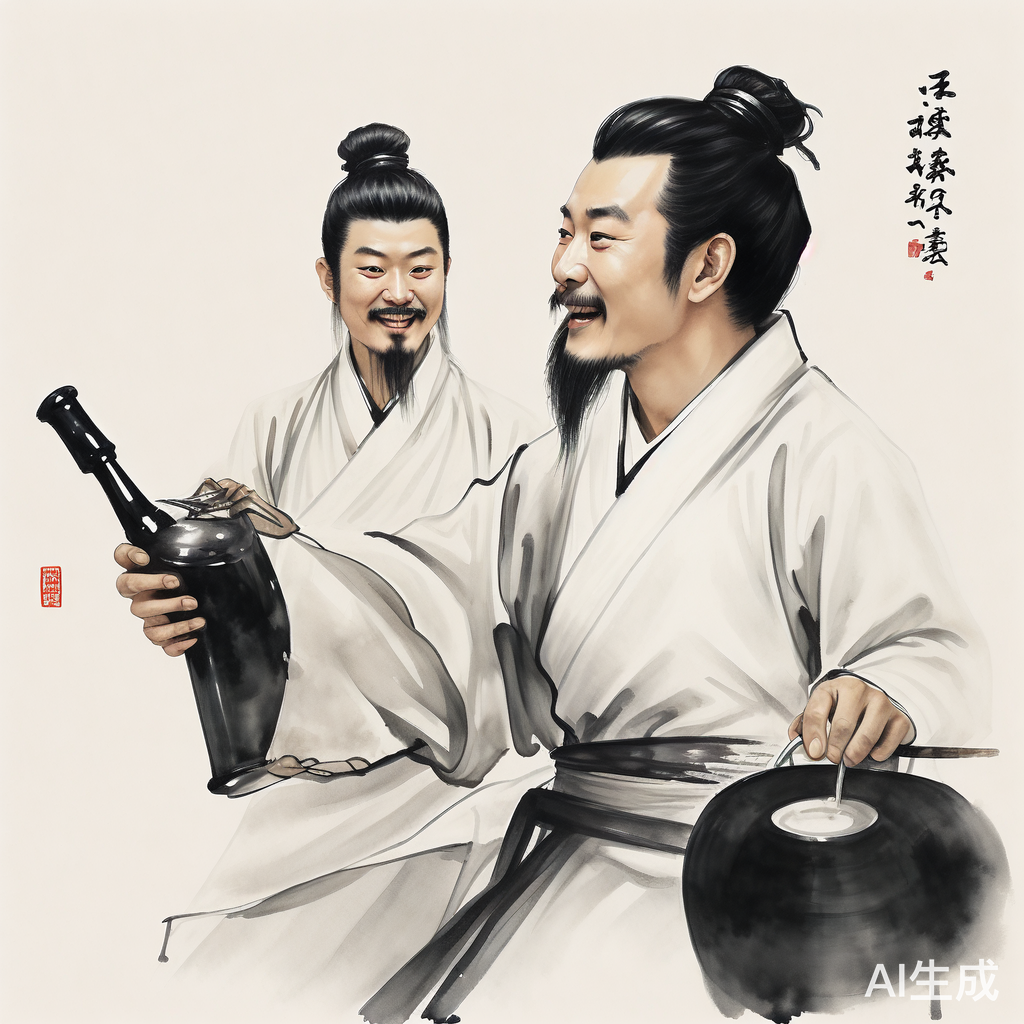 古装诗人李白、杜甫、苏轼谈笑风生