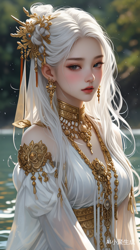 女神湖水白色装扮金色装饰