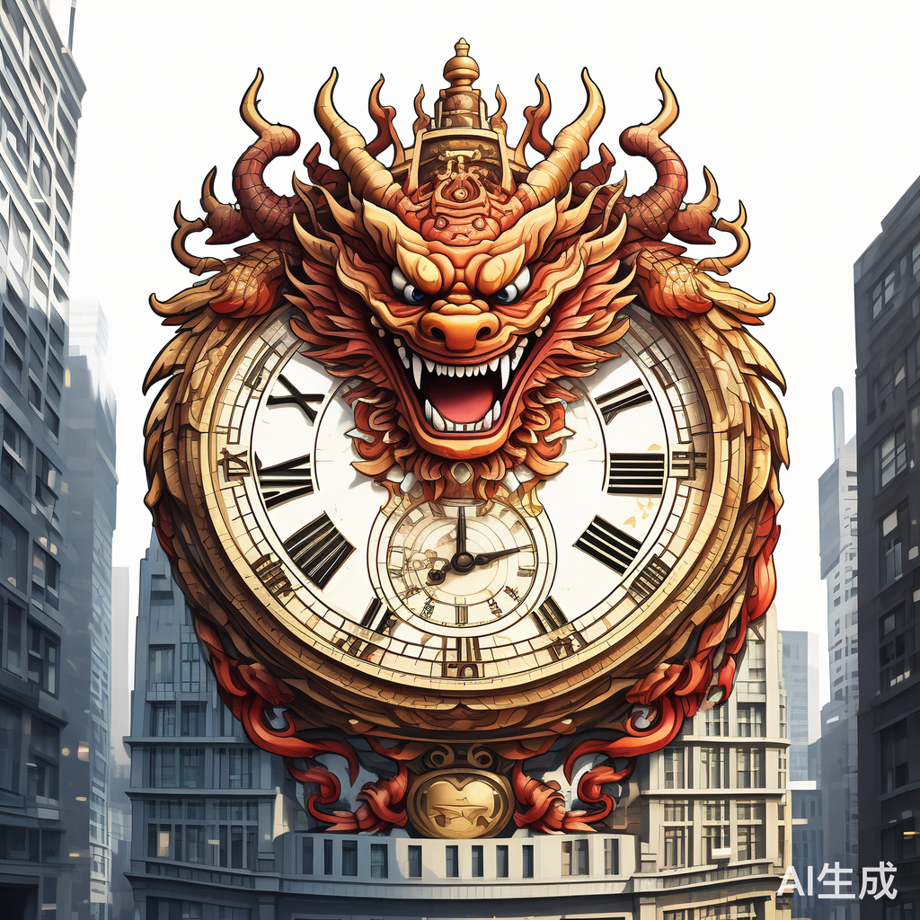 高楼大厦地标建筑的12生肖钟古表