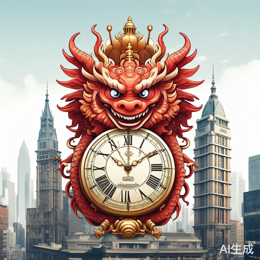 高楼大厦地标建筑的12生肖钟古表