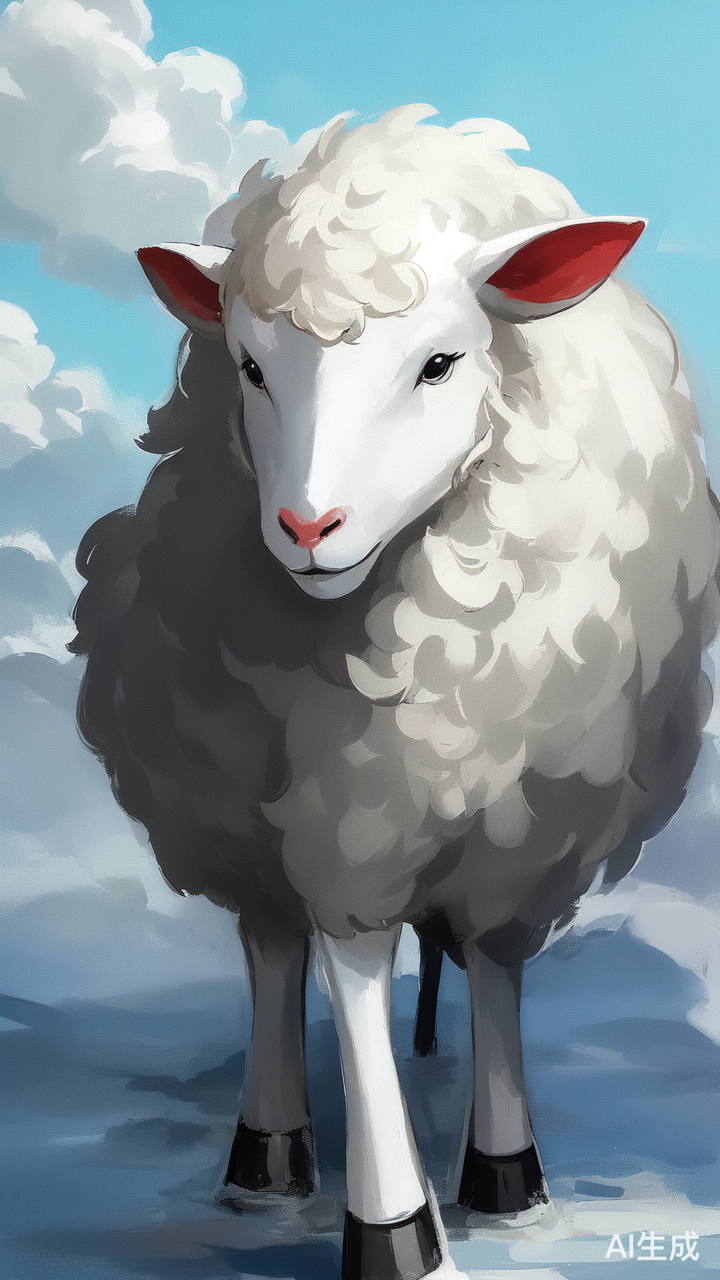 白云下的白羊传统喷枪艺术动画