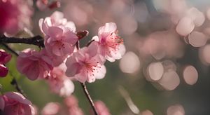 春天的气息。小溪、梅花、海棠花。