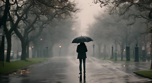 诗语在雨中漫步