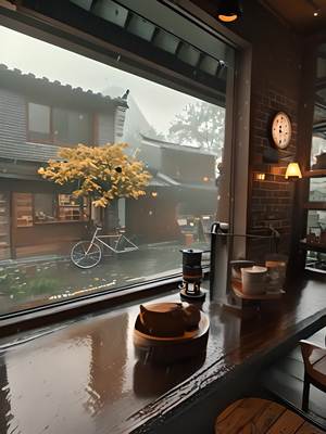 下雨逼真一点，室内不动，室外下雨动起来