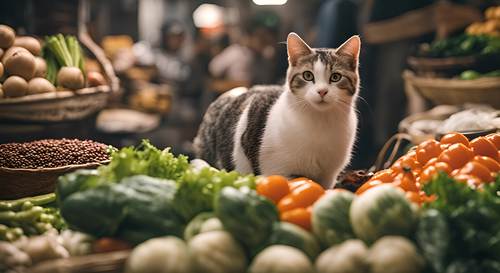 流浪猫  菜市场  卖菜