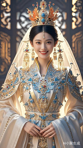 8k, RAW Photo, Best Quality，Beautiful Costume, antique bride with Chinese red Dress, Complex Costume, Traditional Beauty, Gorgeous Chinese Model, Chinese Costume，Wearing Phoenix Crown, Smile，Chinese ancient elements