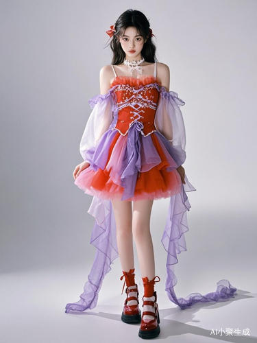 红紫搭配的青春女孩唯美梦幻写真