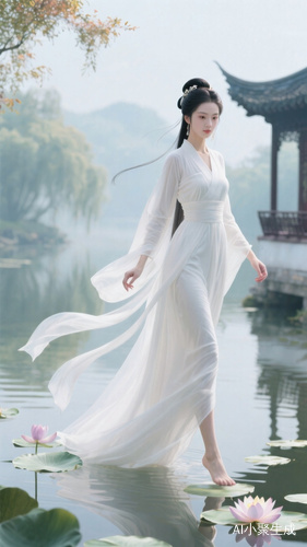 西施眉如远黛,眼眸含秋,灵动间顾盼生辉。雪肌玉骨,腰肢纤细,一袭素裙裹身,步步生莲,举手投足尽显温婉,行走间仿若携着江南的柔媚,倾国倾城。高清生成