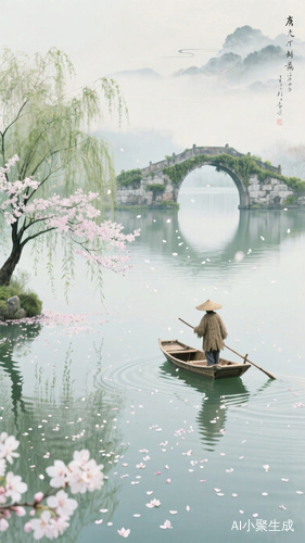 暮春水墨画卷描绘如诗如画的景致