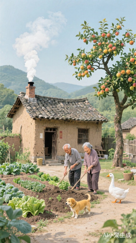 田园风格的土瓦屋与恬静生活