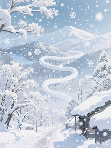 冬天雪花飘飘白雪覆盖整个世界