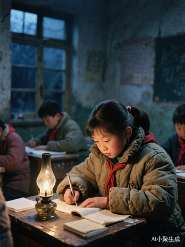 八十年代中学生在煤油灯下的晚自习生活