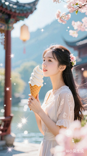 闪闪发光的青春冰淇淋雪糕意境远景