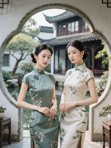 新中式绝色美女与民国苏州园林别墅的结合