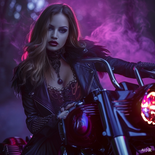 Vampire Woman on a Beautiful Sexy Motorbike