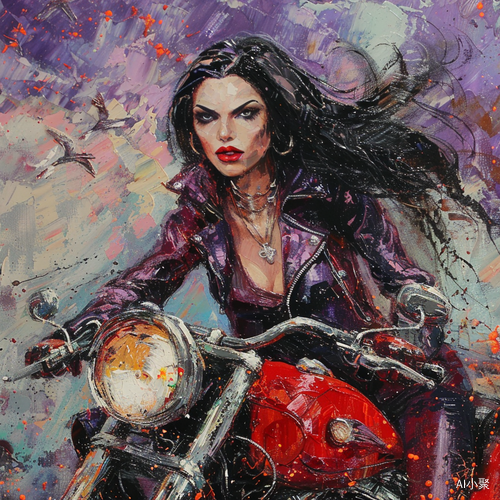 Vampire Woman with Cat-ears: Beautiful, Sexy, Motorbike Purple Blood