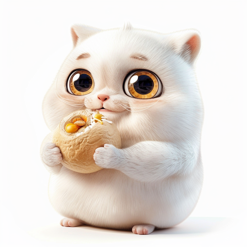 Cute chubby stuffed animal with suspenders and funny expression